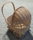 Vintage White Wicker Hooded Doll Buggy Stroller Baby Doll  project 