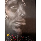 Handmade Mixed Media Portrait On Black Art Board     Framed 9  11     Chalk pastel