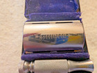 Gillette A-4 1955 Vintage Travel Tech Double Edge Safety Razor In Brass Case 