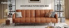 Faux Leather Couch  Convertible Futon Sofa Bed With Adjustable
