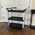 Foodservice Cart 330lbs 3 Shelf Utility Cart Storage Tray Tool Bus Cart 33x17x38