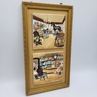 Vintage Enesco Framed Ceramic Wall Tiles Home Decor Early American Japan