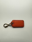 Rare Coach Hang Tag 1 5    Orange Gold Leather Bag Charm Keychain Fob Brass Small