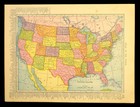 Vintage Map Of The United States Map Us Wall Art Antique Colorful Ca 1909