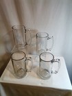 Vintage Glass Beer Mugs  Beverage Cups Clear Glass Set Of 4  Heavy   Ec