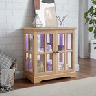 Antique Oak Curio Display Cabinet With Led Lights Adjustable Glass Shelves