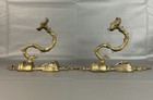 Pair Heavy Cast Brass Shield Electric Single Wall Sconces