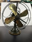Antique Ge 12  Oscillating Brass 4 Blade Fan  -  restored    Circa Early 1900 s 