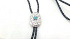 Native American Sterling Silver Vintage Turquoise Oval Navajo Bolo Tie