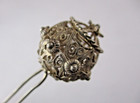 Pair Antique Vintage 835 Silver Hair Pin Clip Pick Filigree Ball Flowers
