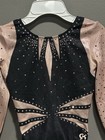 Gk Elite Pink Black Competition Leotard Shimmer Rhinestones Am Adult Medium