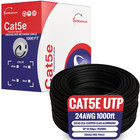 Cat5e 1000ft Cable Utp Solid Black Lan Network Ethernet Rj45 Bulk Cat5 24 Awg