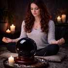 Mina Heal Genuine Black Ball For Meditation Feng Shui And Crystal Sphere For