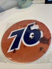 76 Gas   Oil Advertising Metal Round Sign Orange Blue White Collectible Logo New