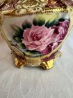 Antique Nippon Morimura Hand Painted Floral Gold   Mauve Moriage Biscuit Jar