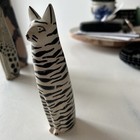 Soapstone Carved Cat Figurine Artwork Stone Sculpture Hand Made   Painted Kenya