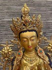 41 5  Tibetan Bronze 24k Gold Green Tara Guanyin Kwan-yin Bodhisattva Statue