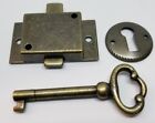 Small Flush Mount Lock Set Antique Brass Cupboard Chest Trunk Desk Old Cabinet 