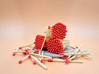 200 Red Tips Natural Wood Sticks Wedding Candle Gift Basket 1 95  Matches 4 9cm