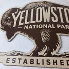 Vintage Yellowstone National Park Porcelain Sign - Bison Buffalo Wyoming Sign