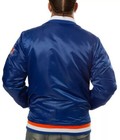Men s New York Knicks Bomber Blue Satin Men Basketball Jacket Free Shipping
