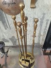 Antique Nelson Brass Fireplace  hearth Tool Kit  Peoria Ill   Parts Restoration 