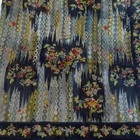 Vintage Made In Japan Square Scarf Navy Blue Floral Geometric Nylon Cottagecore