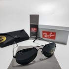 Ray-ban Rb3025 Aviator Pilot Sunglasses Black Frame Glass Gray Lens 58-14 138 Mm