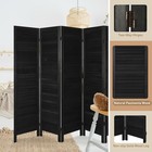 8 Panel Room Divider Wood Folding Privacy Screen Louvered Partition Wall Black