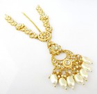 Ethnic Gold Plated Matha Patti Pearl Head Chain Indian Dulhan Fashion Jewelry 19