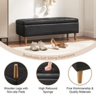 44  Ottoman Bench With Hidden Storage   Wooden Legs     Faux Leather Shoe Bench   