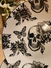 Zrike Halloween Skull Butterfly Floral Set Of 4 Ceramic Dinner Bowls Gothic