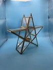 Vintage Brass   Glass Moravian Star Lantern Tea Light Candle Holder Decor