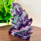 1 38lb  High Quality Fluorite Crystal Nine Tailed Fox Hand Carved Artwork