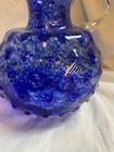Vintage Blue Hobnail Bubble Pitcher 8   