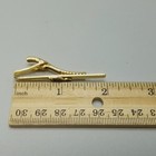 Vintage Masonic Firefighter Helmet Tie Bar Clip Gold Tone Red Enamel Mason