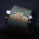 Jeanette Gold Laurel Lyre Green 22kt Ice Bucket Vintage Glass Mcm 1950 s