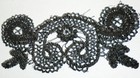 Vintage Antique Mourning Edwardian Victorian French Applique Jet Beads 6 5  X 3 