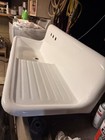 High Back Kitchen Sink Vintage Cast Iron R H Drainboard Refinished