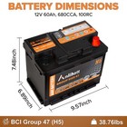 Car Agm Battery Group 47 H5 680cca 12v 60ah 100rc Start Stop Rechargeable