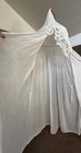 White Linen Bed Canopy - Boho Hanging Mosquito Net   Reading Nook Decor