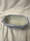 Vintage Blue White Chinoiserie Octagonal Porcelain Bonsai Planter Bowl Floral