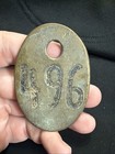 Vintage Brass Cow Tag 496 Farmington Farm Cattle Dairy Farm