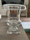 Val St  Lambert Crystal  Mid Century Modern  Clear Footed Urn  8 3 4   