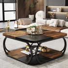 Tribesigns Square Wood Coffee Table W  Metal Frame  Rustic Center Cocktai Table