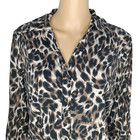 Laura Scott Large Peasant Tunic V Neck Collared Roll Tab Sleeves Dress Blouse