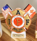 Lionstone Whiskey Decanter 3pc Firefighter Iaff Bicentennial Vintage  flaws 