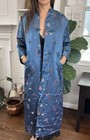 Vintage Long Chinese 40 M Satin Coat Blue