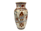 Antique Japanese Meiji Satsuma Earthenware Vase 14 Inches Tall
