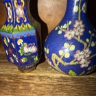  2  Pair Of Antique Chinese Cloisonn   Enamel Vases With Floral Motifs 